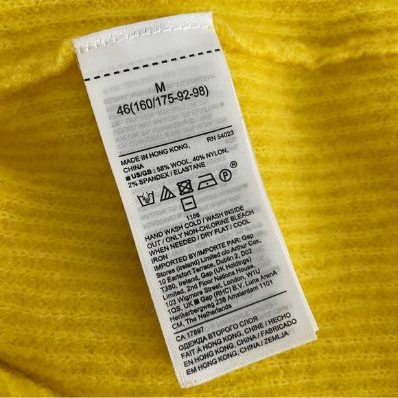Banana Republic vibrant yellow wool blend crew neck long sleeve sweater Sz: M - Picture 9 of 9
